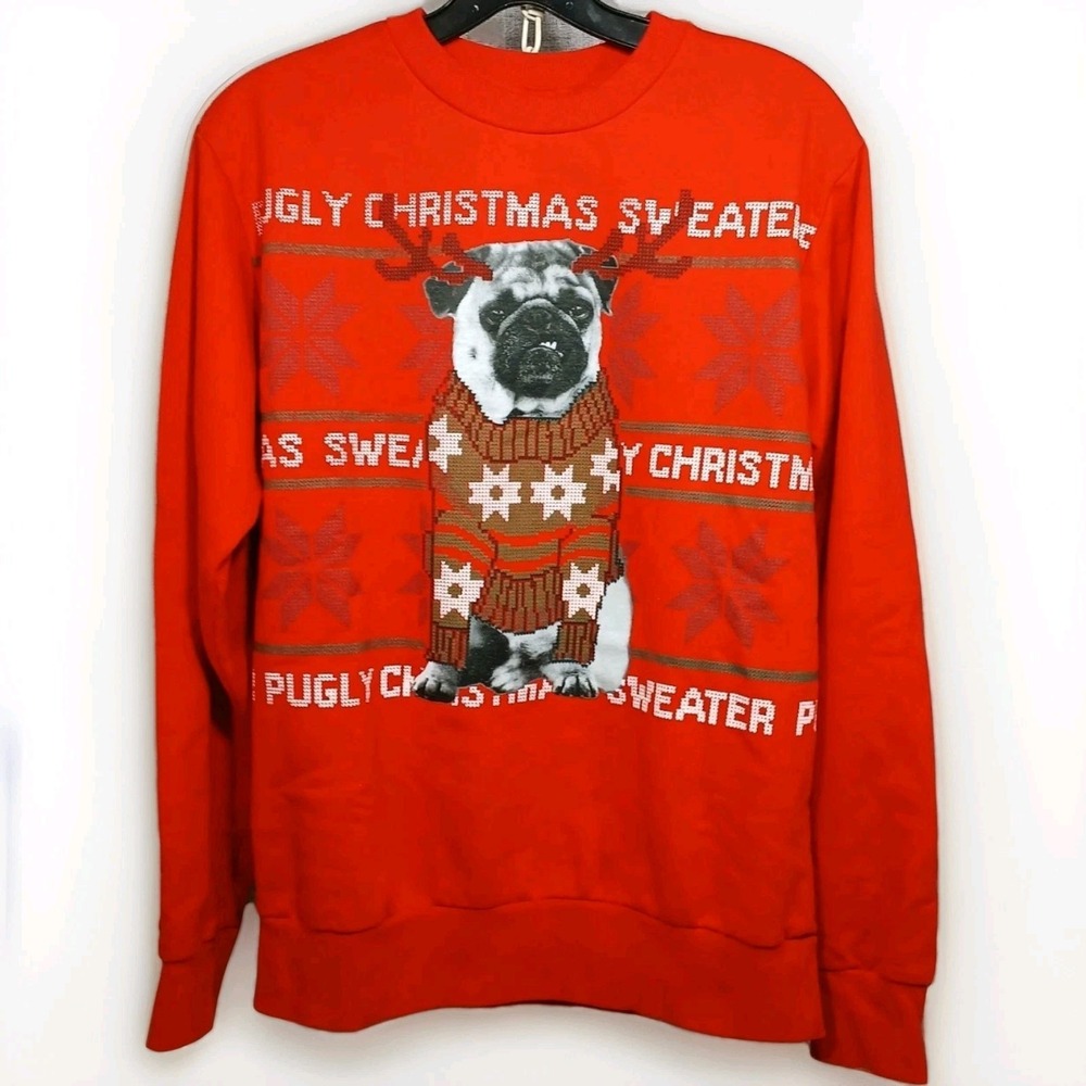 Christmas Ugly Sweater Sweatshirt Red‎ Small Mad Engine Holiday Festival Party
